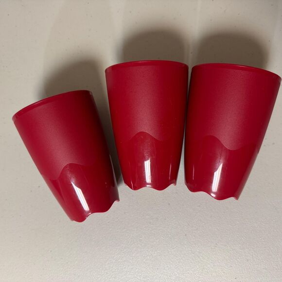 Tupperware | Dining | Tupperware Open House Cups Tumblers 8  Tupperware Open House Cups Tumblers 18 oz 3 Set Garnet Dark Red Classic Durable